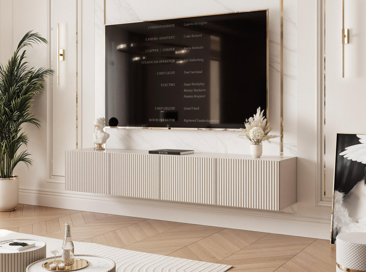 TV-LOWBOARD ANGEL Kaschmir hängend mit LED-Beleuchtung 200 cm - Kaschmir, Holzwerkstoff (200/36/40cm) - Idohome