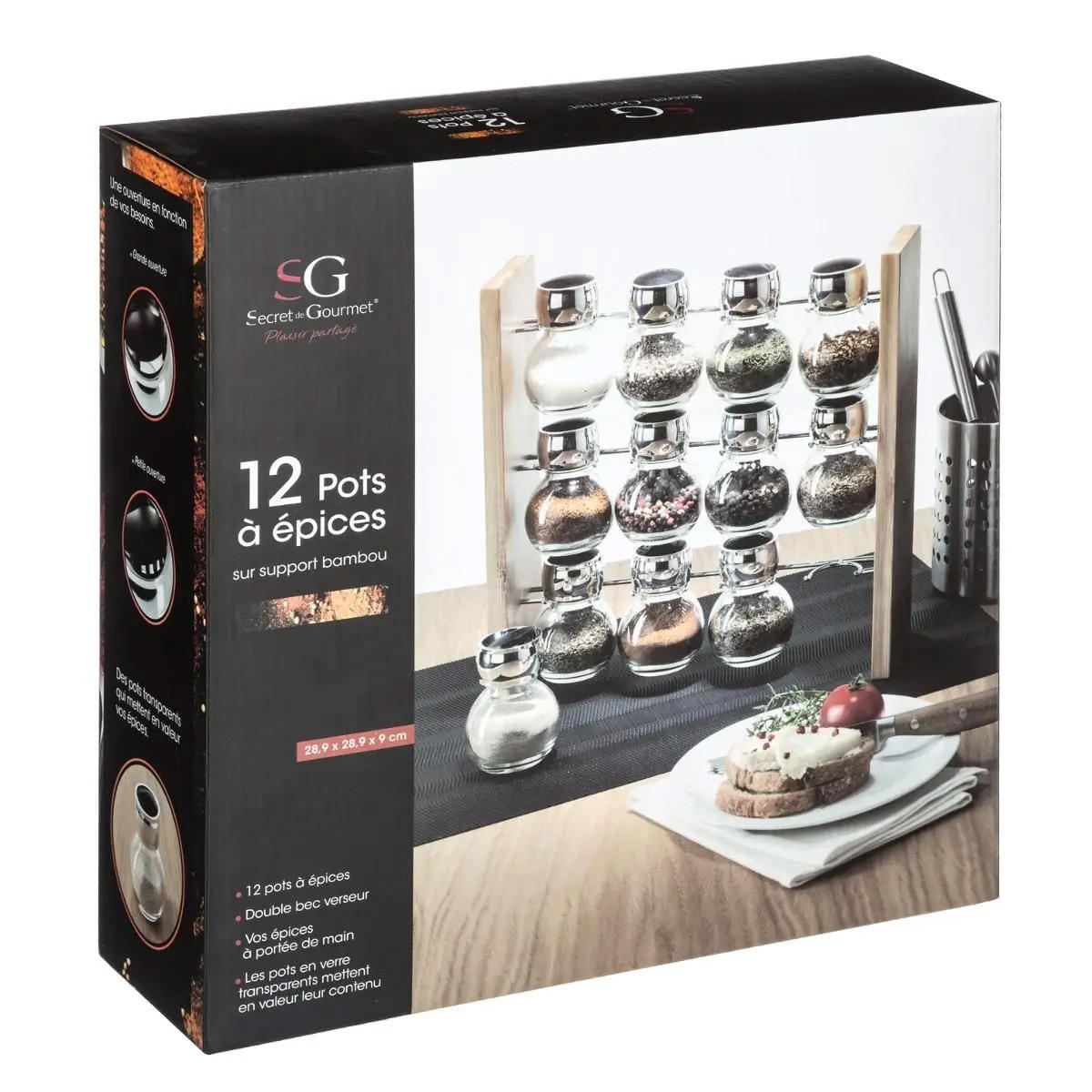 REGAL Bambus für Gewürze 9/29/29 cm - Transparent, Naturmaterialien (29/29/9cm) - 5five Simply Smart