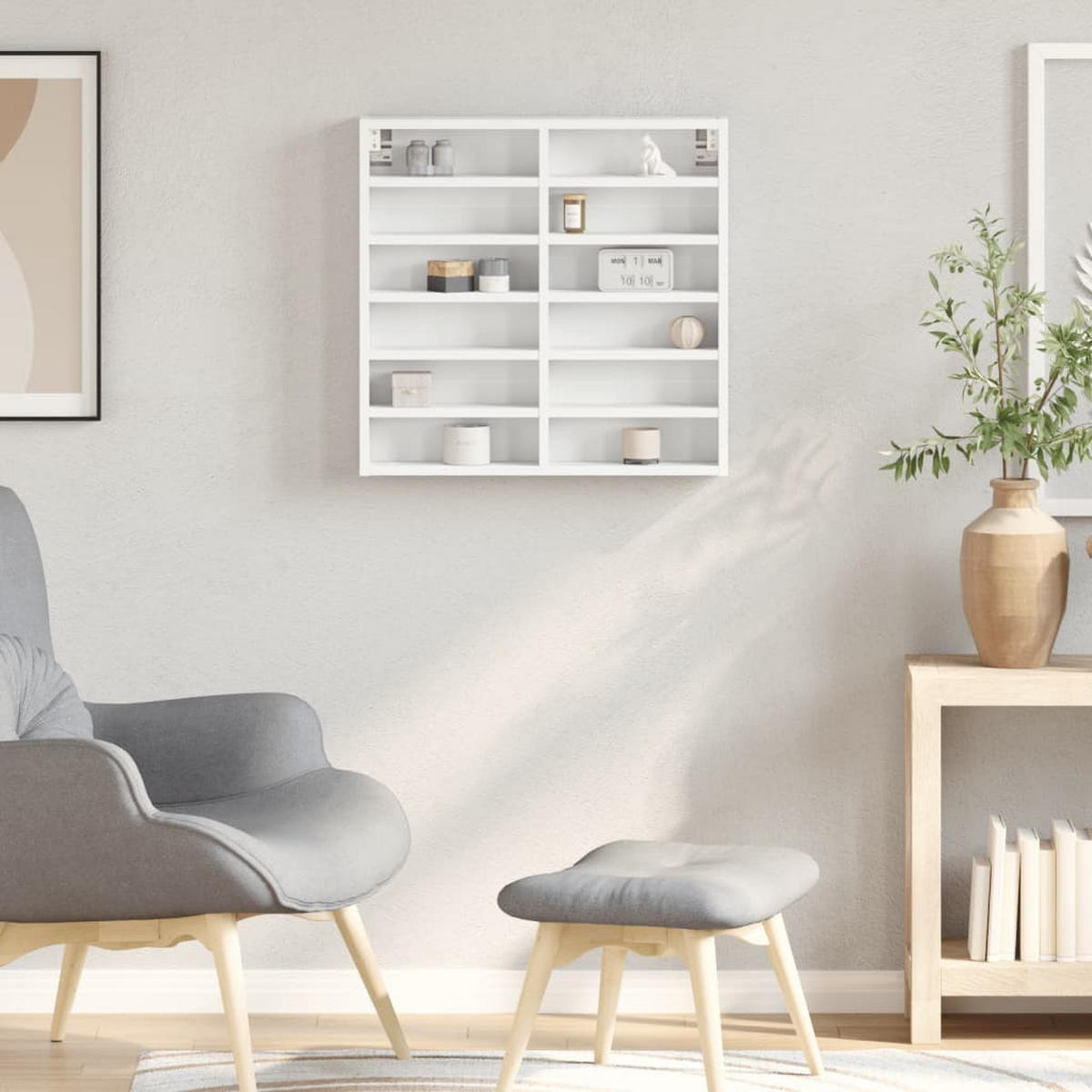 VITRINENSCHRANK Weiss 60/8,5/58 Cm Holzwerkstoff - Weiß, Holzwerkstoff (8.5/58/60cm) - vidaXL