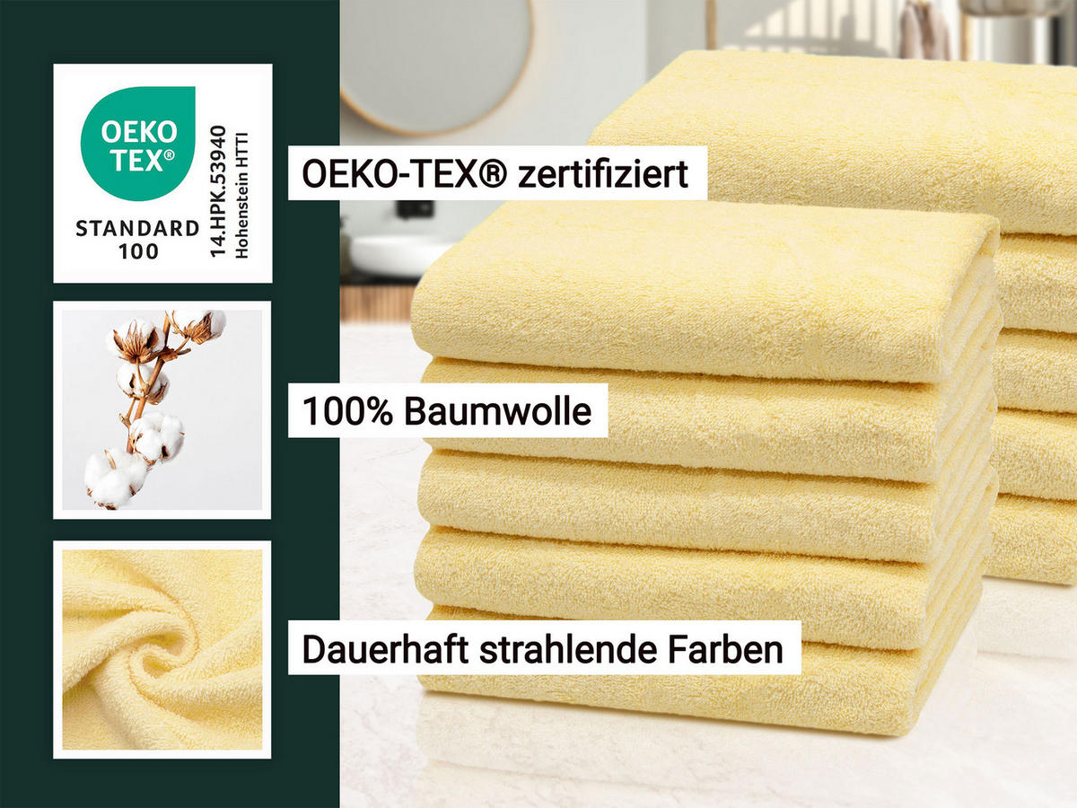 HANDTÜCHER, 10er-Set, 50x100 cm, 100% Baumwolle, Gelb - Gelb, Textil (50/100cm) - Zollner