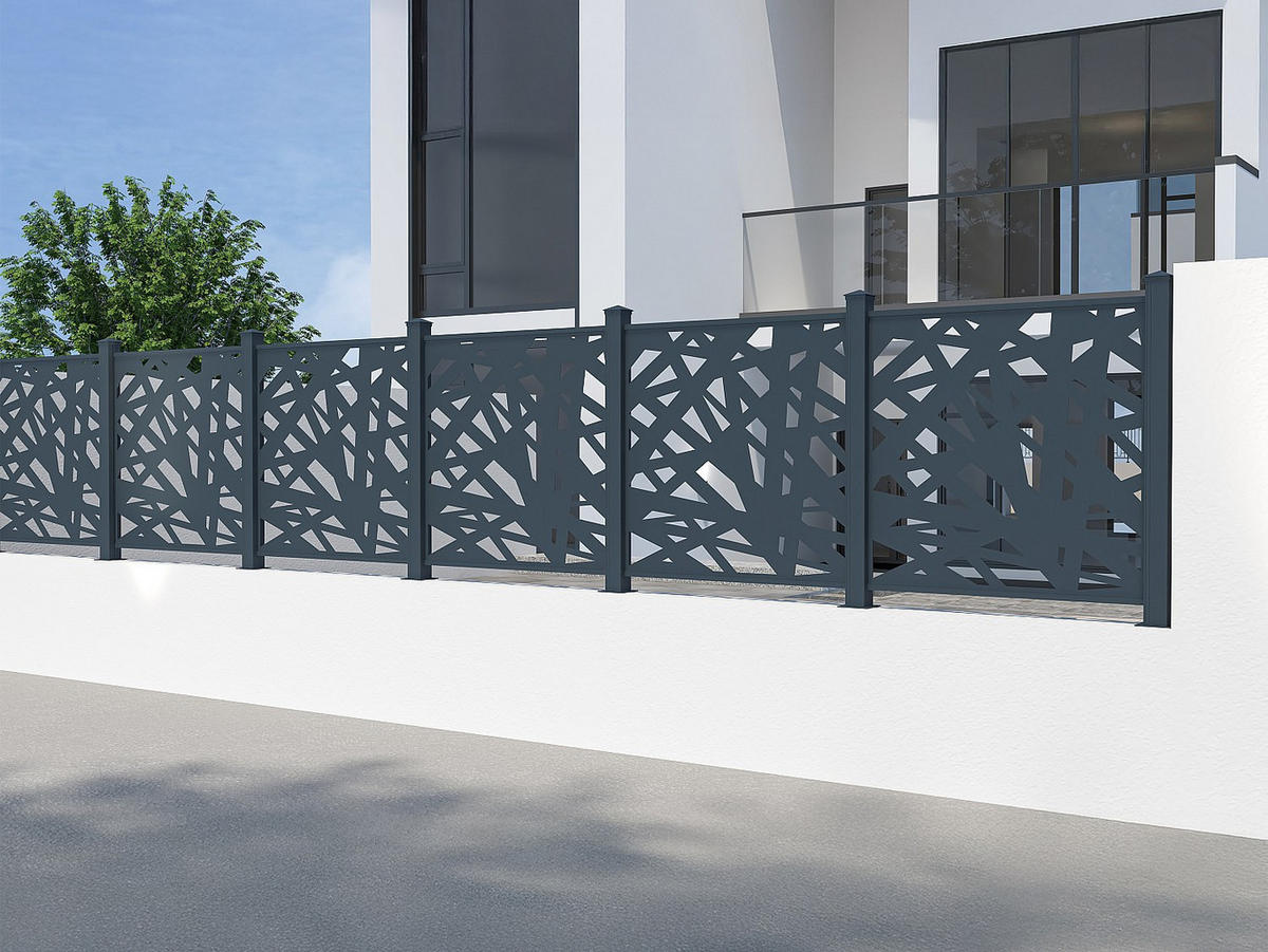 ZAUN - 102.5cm x 7.6cm - Aluminium - anthrazitgrau - NATAFO - Anthrazit, Metall (102.5/100cm) - Vente-Unique