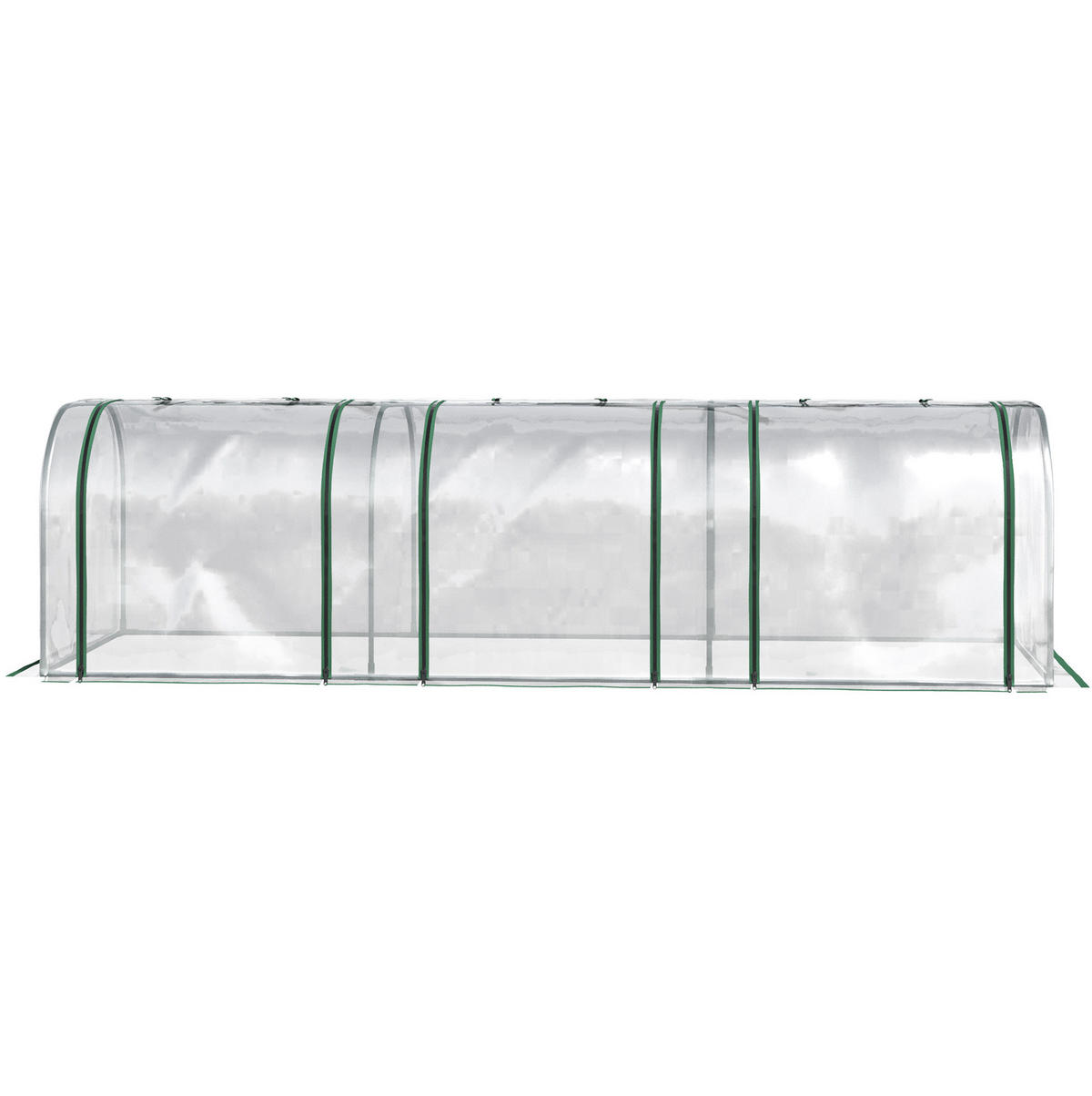 GEWÄCHSHAUS aus Stahl 295x100x80 cm Transparent mit 3 Reißverschlussfenstern - Transparent, Metall (100/80/295cm) - Modfu