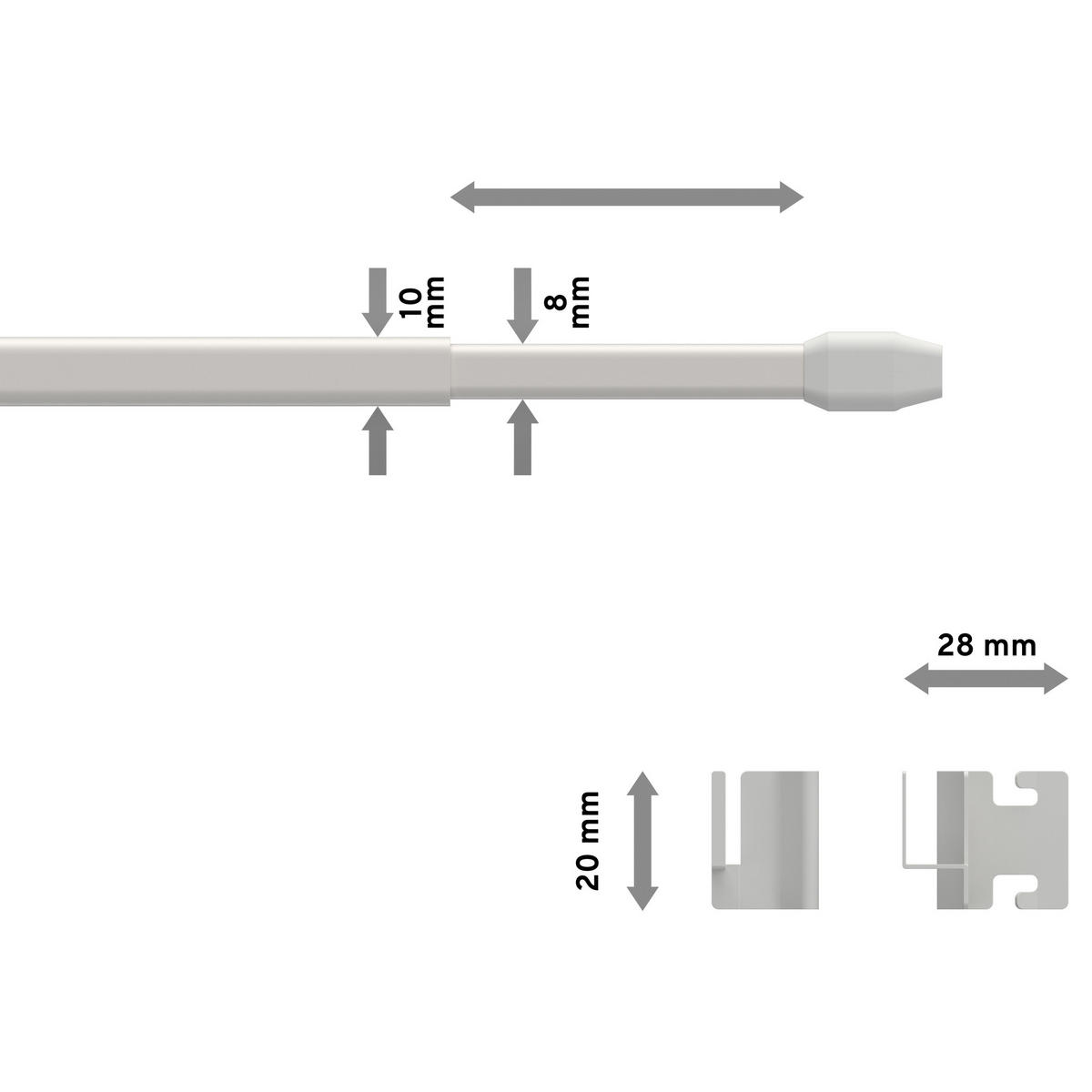 SCHEIBENSTANGEN/VITRAGESTANGEN MIT VITRAGECLIPSEN Geno 100-180 cm, oval, Weiß, Packung 2 Stück - Alufarben, Kunststoff/Metall (3.3/2/180cm) - INTERDECO