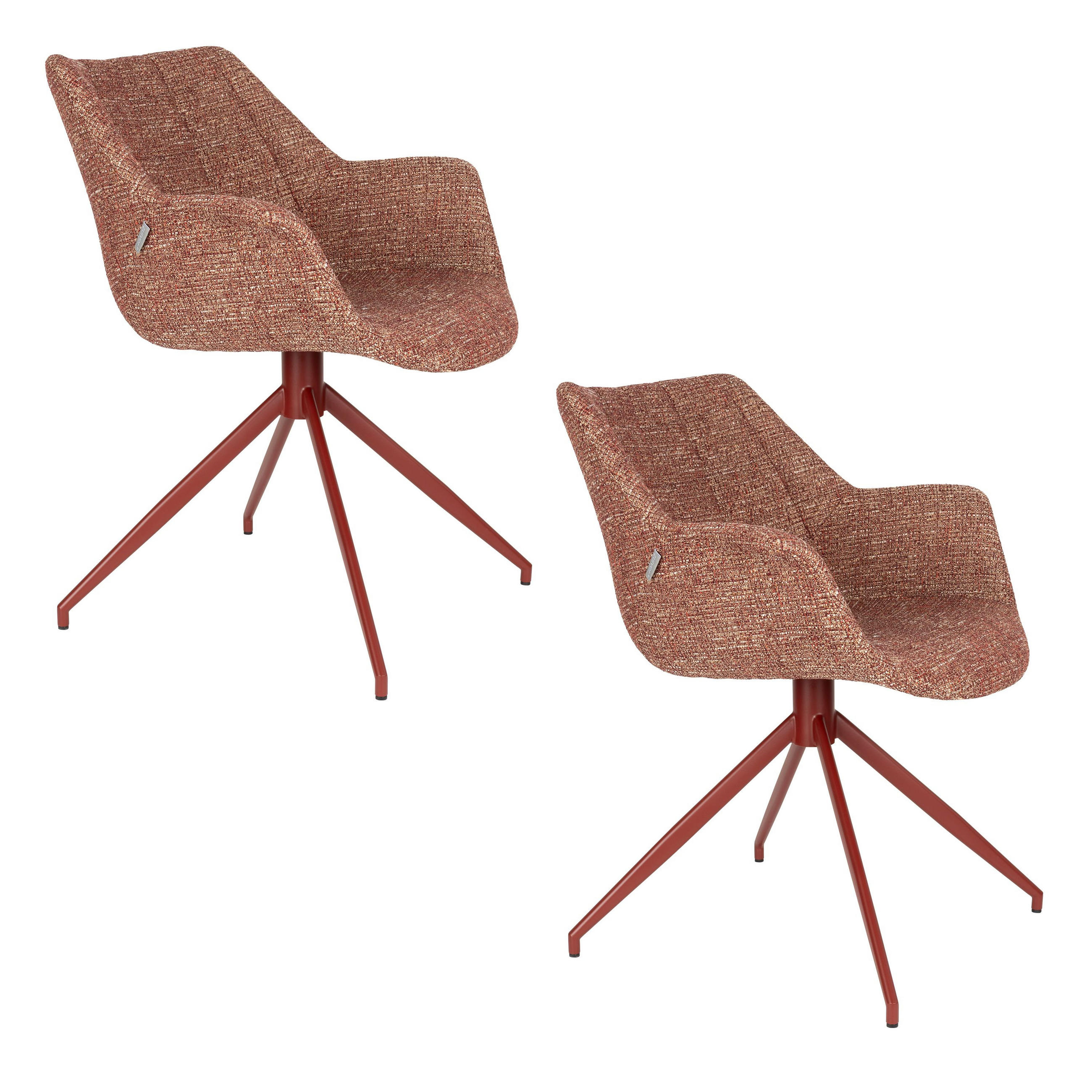 ESSZIMMERSTUHL Doulton Rot - 2 er Set - Rot, Textil (67/80/61cm) - Zuiver
