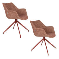 ESSZIMMERSTUHL Doulton Rot - 2 er Set - Rot, Textil (67/80/61cm) - Zuiver