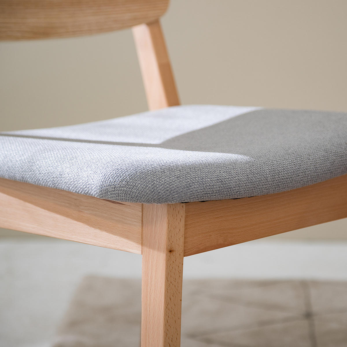 ESSZIMMERSTUHL 2er Set - Buche teilmassiv / Strukturstoff - Grau / Buche - Grau, Holz/Holzwerkstoff (52/76/56cm) - home24