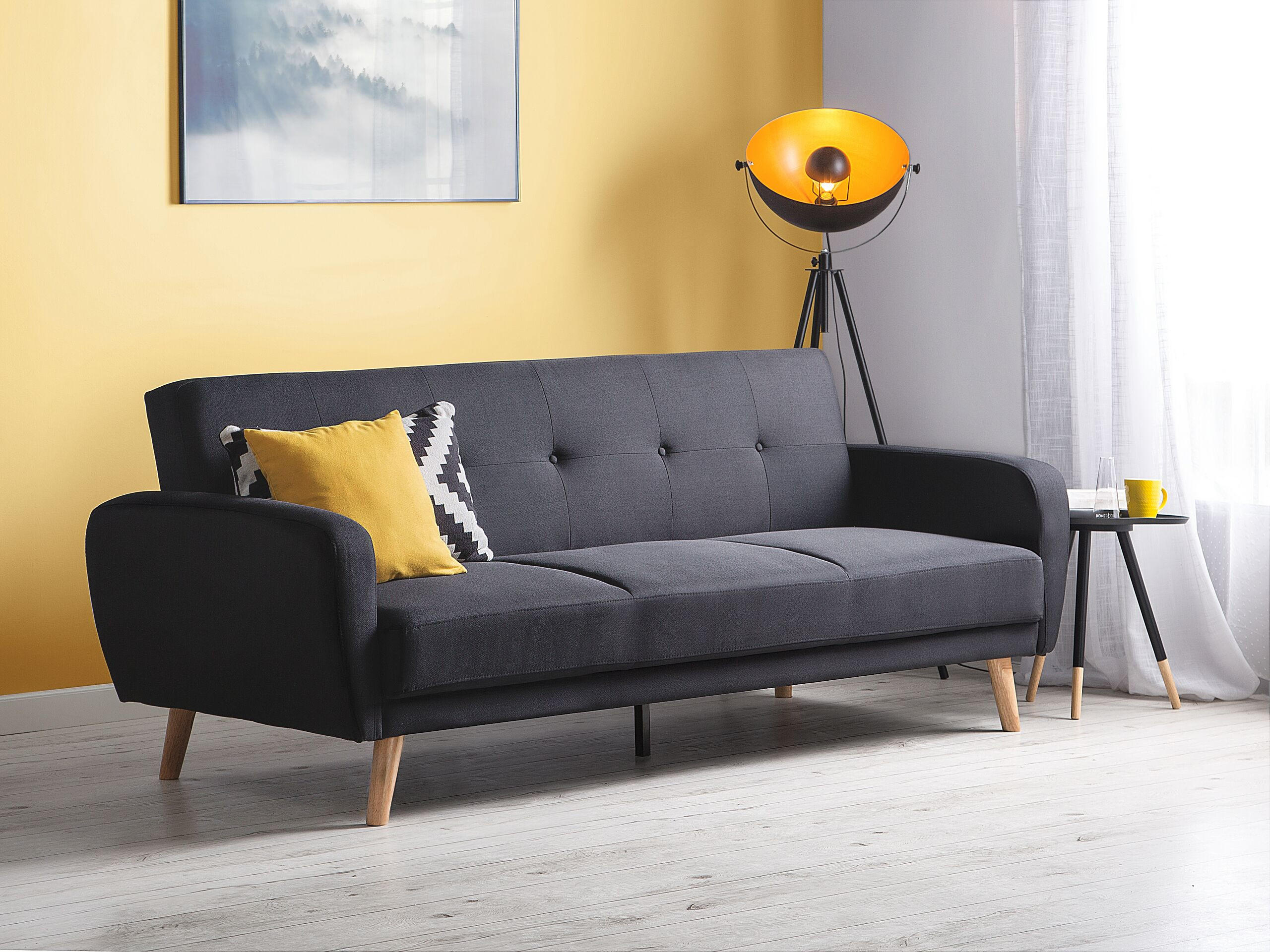3-SITZER-SCHLAFSOFA Polyester Schwarz Florli - Schwarz, Textil (214/82/85cm) - Beliani