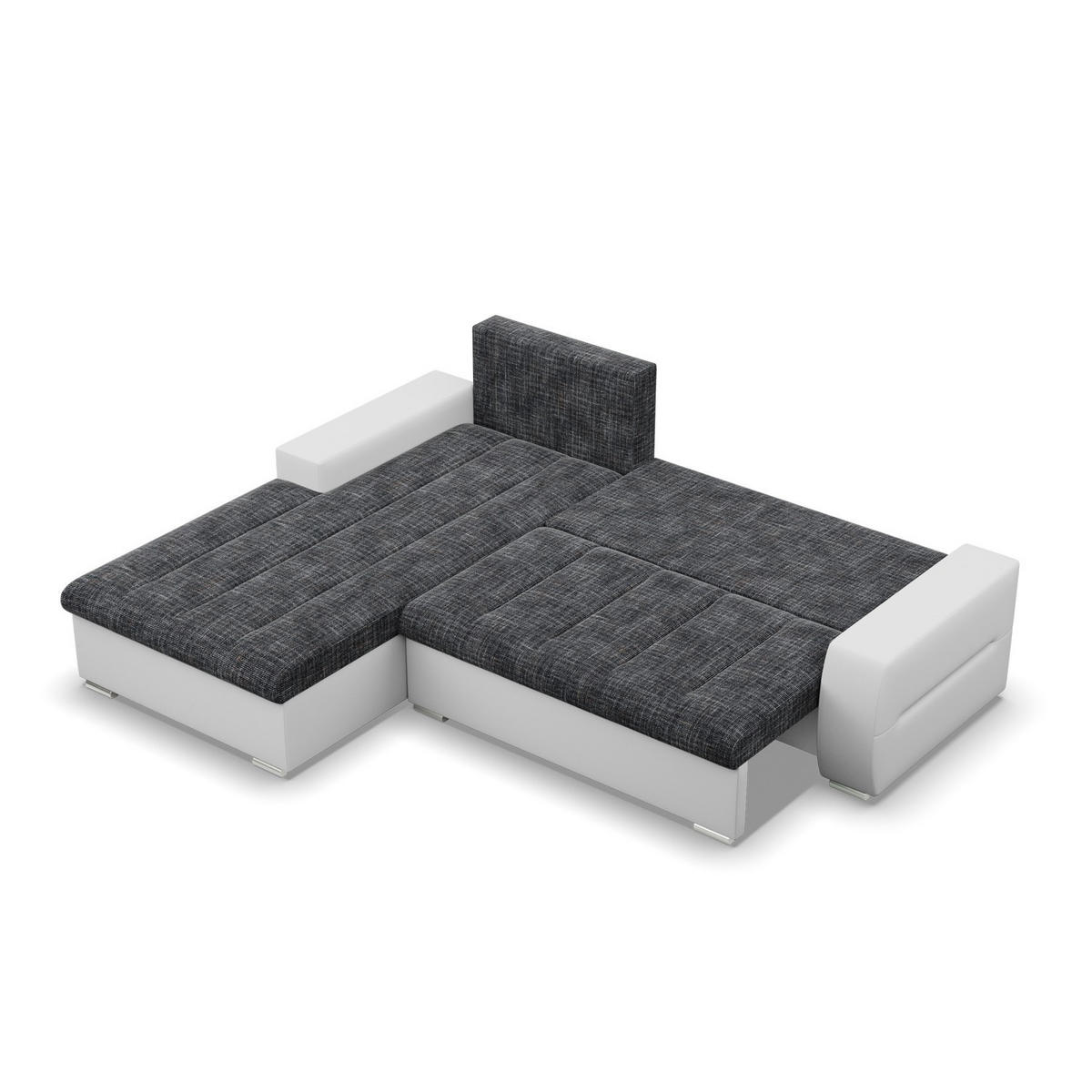 ECKSOFA MIT SCHLAFFUNKTION AURORA LINKS, Schwarz + Grau - Schwarz/Grau, Textil (243/200cm)