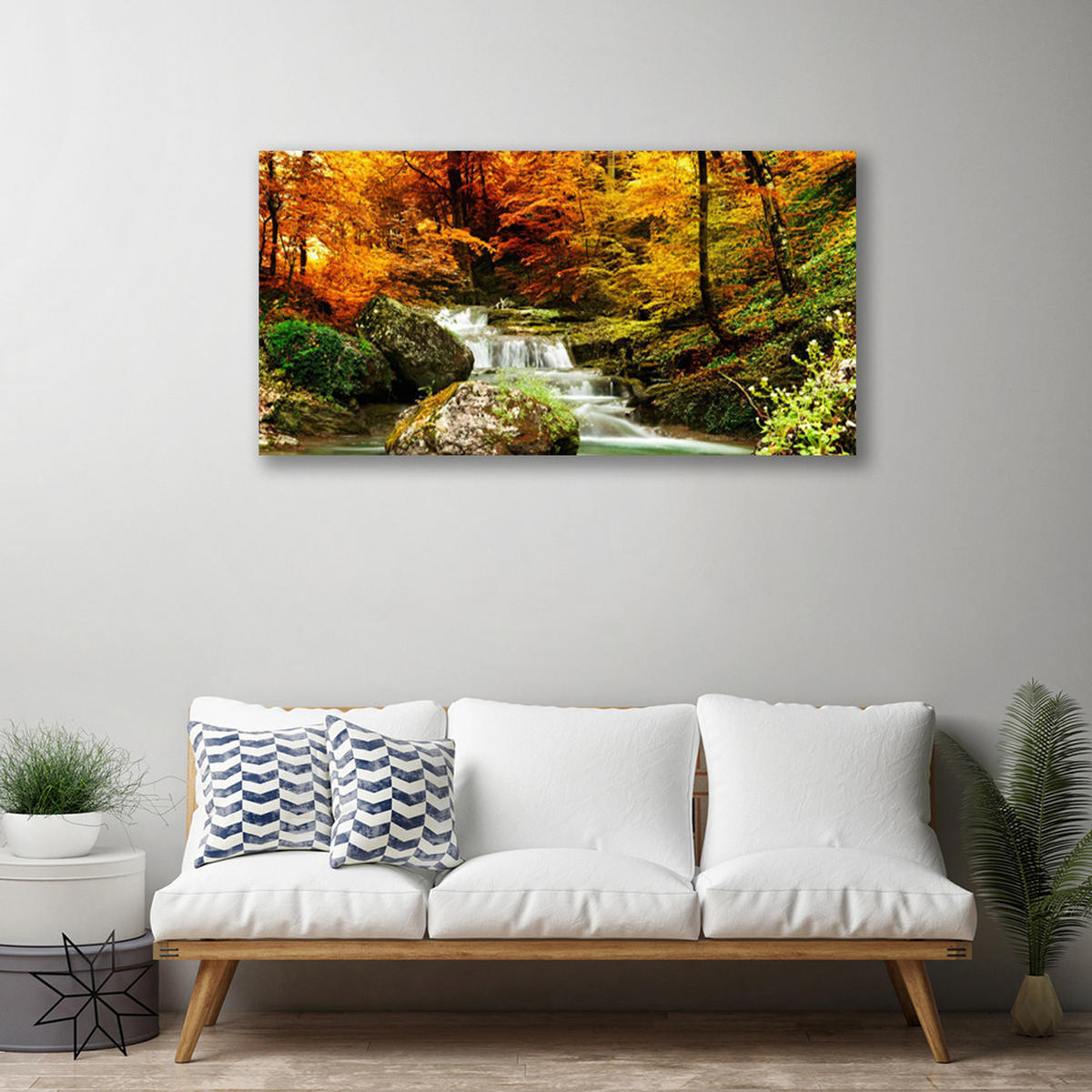LEINWANDBILD 100x50 cm Herbstlandschaft - Waldgrün/Orange, Textil (100/4cm) - TULUP