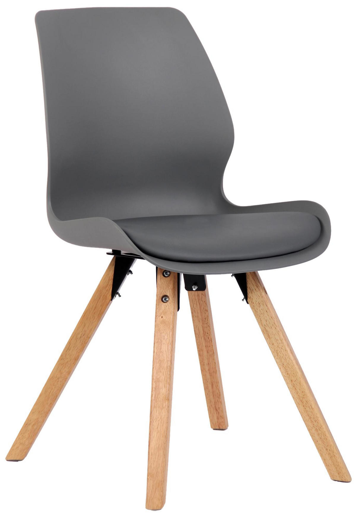 STUHL Kunststoff Grau - Eukalyptusholzfarben/Grau, Holz/Kunststoff (49/87/58cm) - CLP