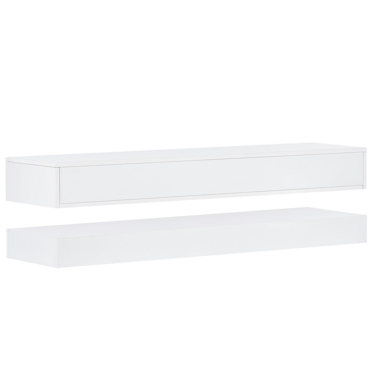 WANDMONTIERTES TV-Lowboard aus MDF 130x33x15 cm Weiß mit LED-Beleuchtung, Bluetooth-App und 4 Schubladen - Weiß, Holzwerkstoff (130/15/33cm) - IVMEU
