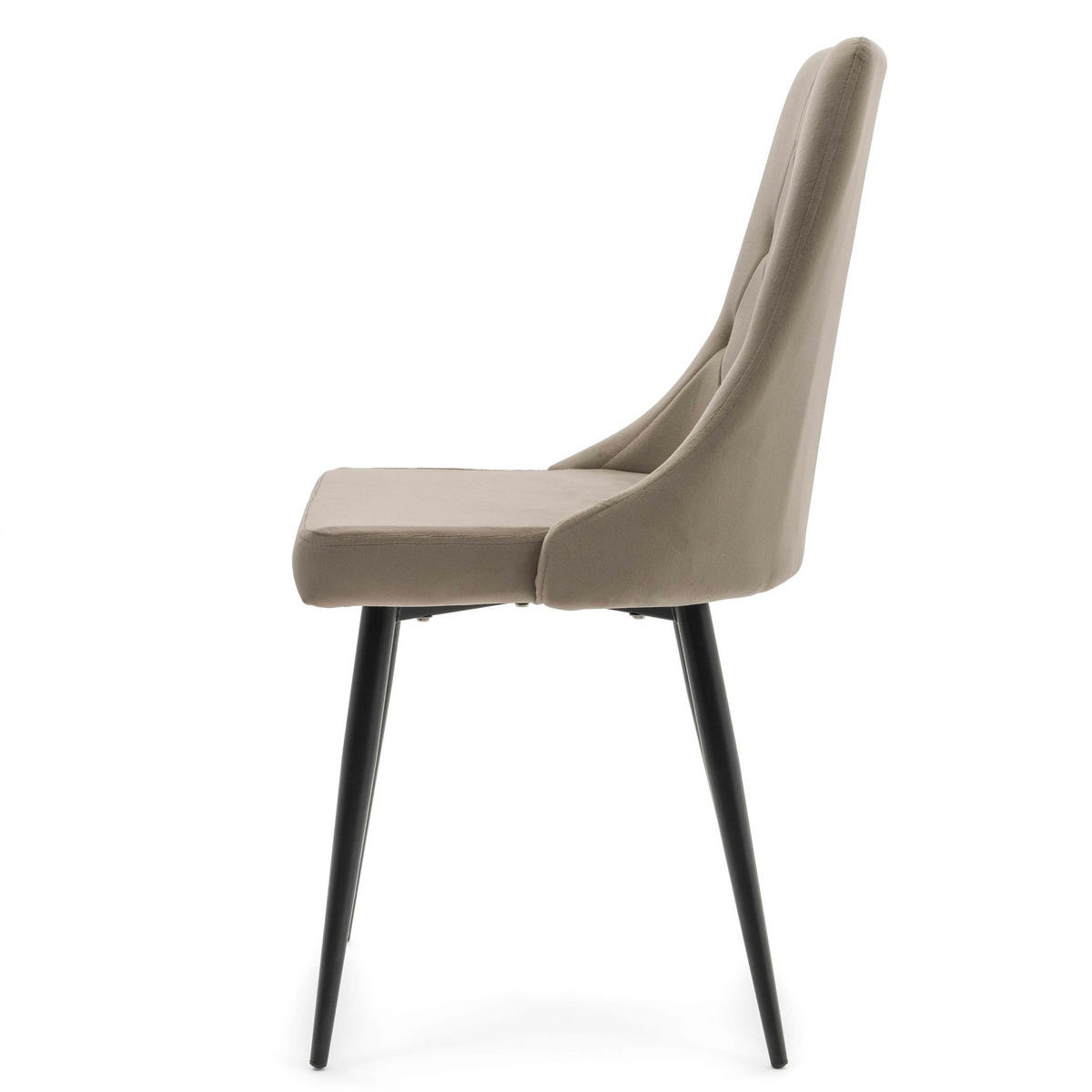 STUHL CAREN gepolstert mit Steppung - dunkelbeige - Samt Velours - Beige/Schwarz, Metall (50/94/65cm) - NEW HOME