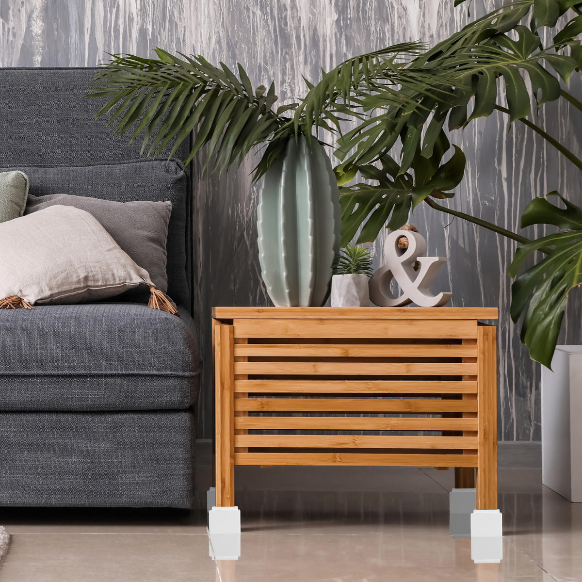 4XMÖBELERHÖHER - Schwarz, Holz (11.5/10/11.5cm) - Relaxdays