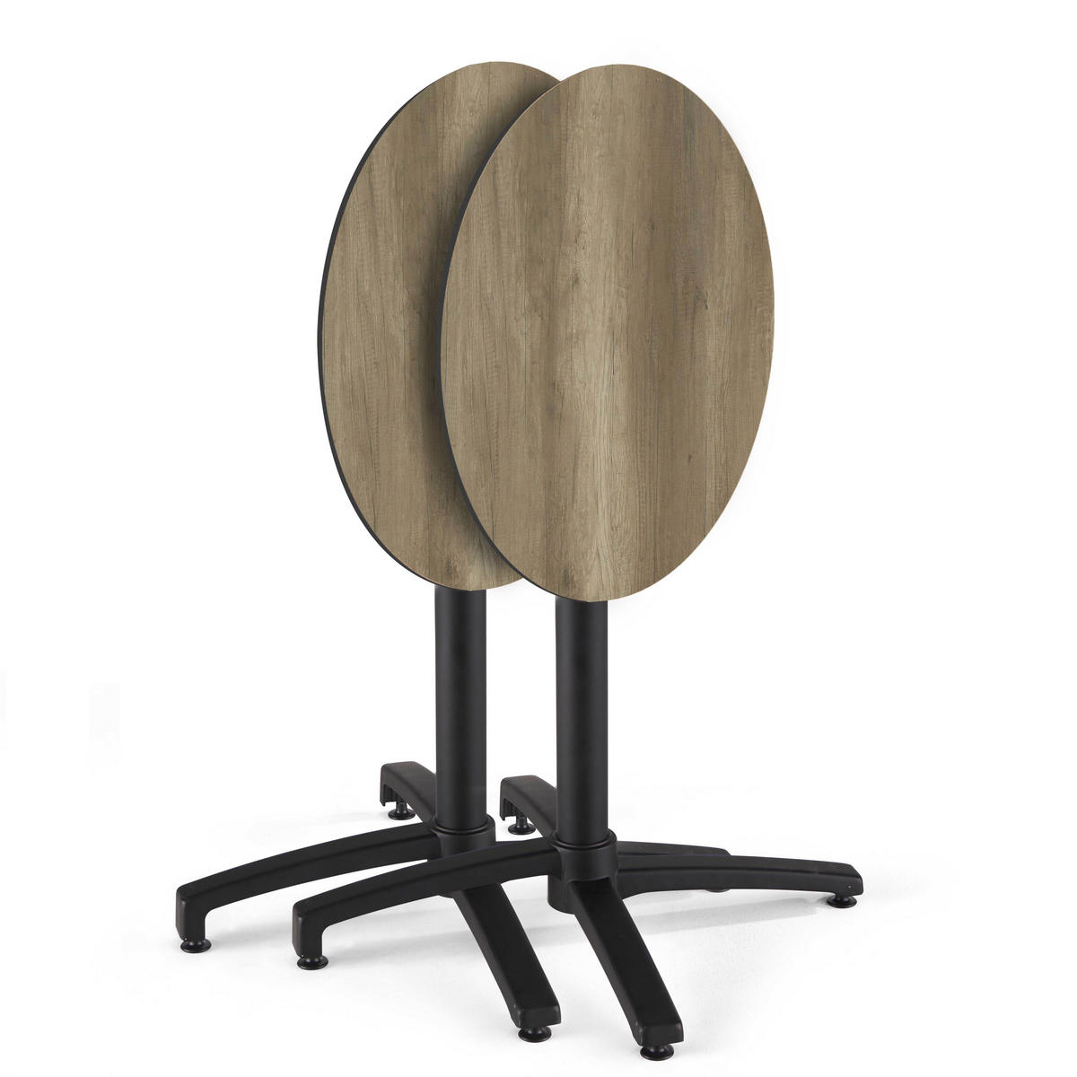 GARTENTISCH rund, Geräucherte Eiche - Braun, Holzwerkstoff (70/70/72cm) - Oviala