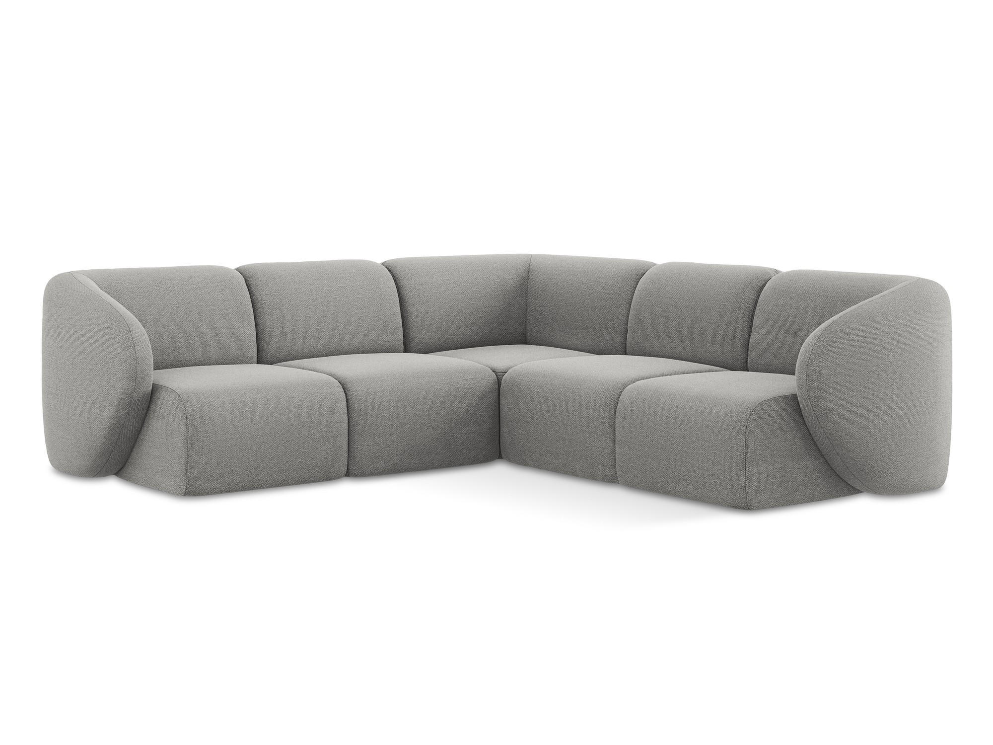 ECKSOFA Bouclé Stoff Grau - Hellgrau/Schwarz, Holzwerkstoff/Kunststoff (251/251cm) - Makamii