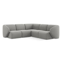 ECKSOFA Bouclé Stoff Grau - Hellgrau/Schwarz, Holzwerkstoff/Kunststoff (251/251cm) - Makamii