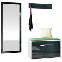 GARDEROBE Hanko Schwarz Hochglanz - Schwarz Hochglanz, Holzwerkstoff (160/190/33cm) - Vladon