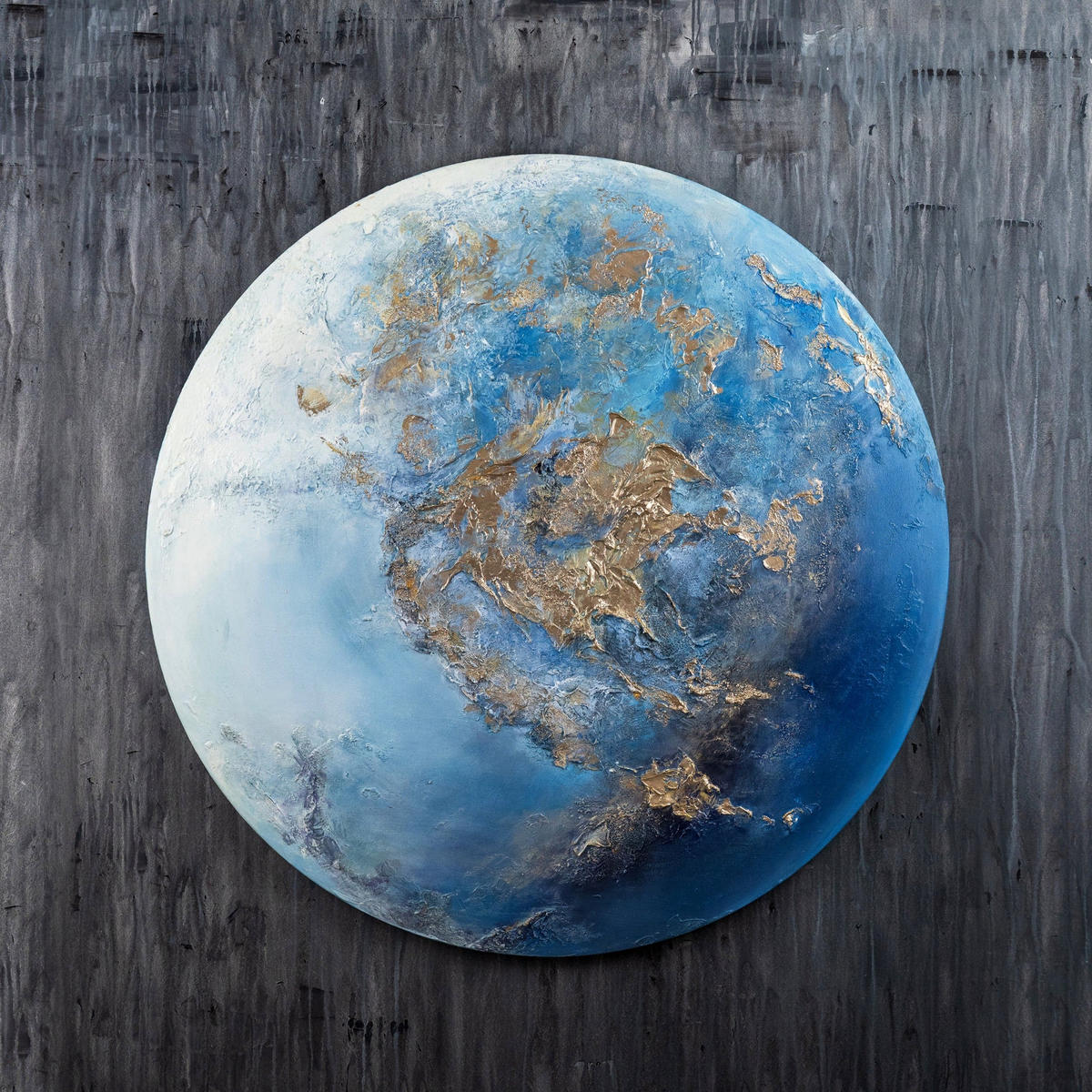 GEMÄLDE Neptun nachtleuchtend 70 cm - Blau, Holz (70/4cm) - YS-art gallery