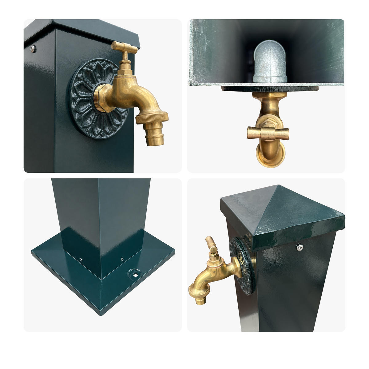 WASSERZAPFSÄULE Grün Antik-Design - Grün, Metall (22.5/22.5/91cm) - Relaxdays