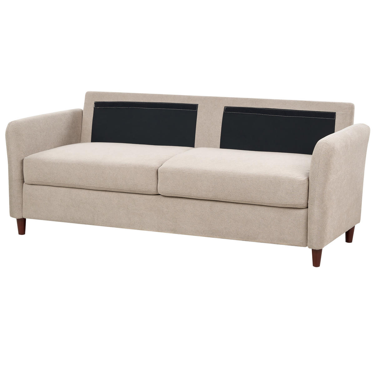 3-SITZER-SOFA Stoff taupe mit Stauraum Mare - Beige/Dunkelbraun, Textil (184/88/77cm) - Beliani