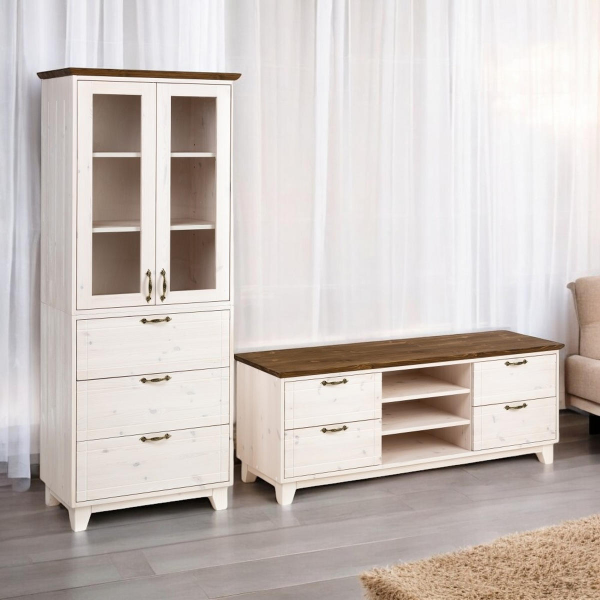 VITRINE 183x74 cm - Dunkelbraun/Weiß, Holz (74/183/47cm) - MSL wooden furniture