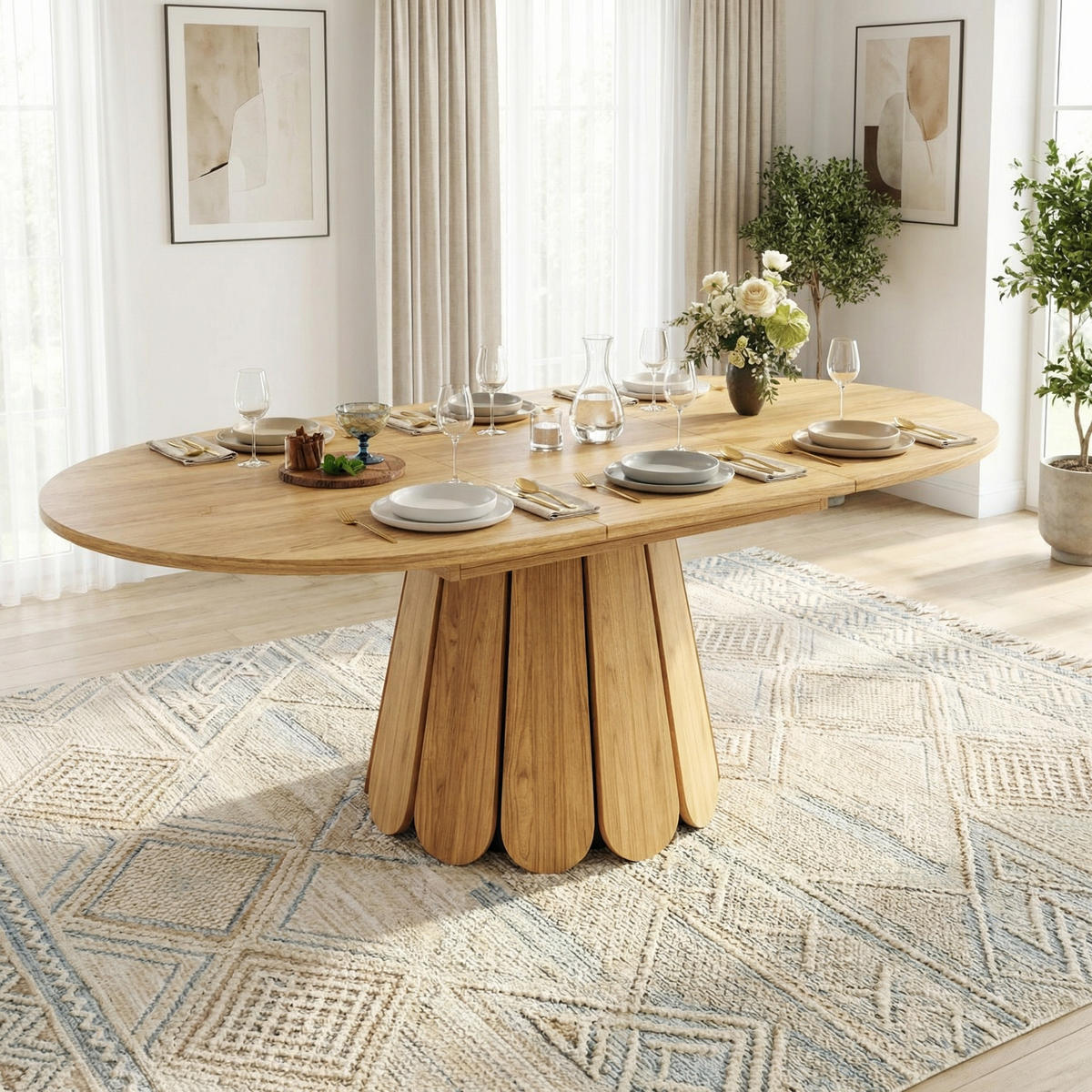 ESSTISCH ausziehbar 118-158 cm Vintage Holzoptik - Eichefarben/Beige, Holzwerkstoff (118/118/76cm) - Urban Meuble