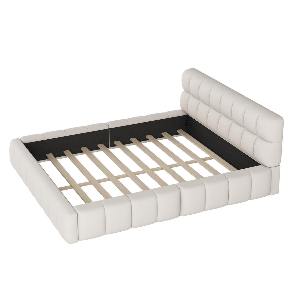 POLSTERBETT 140/200 cm beige mit weicher Rückenlehne und stabilem Lattenrost - Beige, Textil (140/200cm) - OKWISH