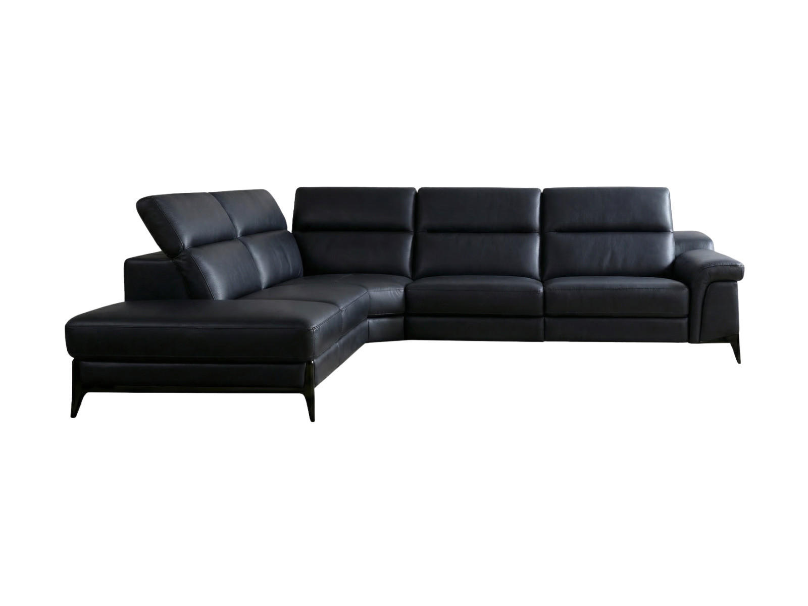 ECKSOFA Texas Echtleder Schwarz - Schwarz, Leder/Metall (274/238cm)