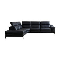 ECKSOFA Texas Echtleder Schwarz - Schwarz, Leder/Metall (274/238cm)