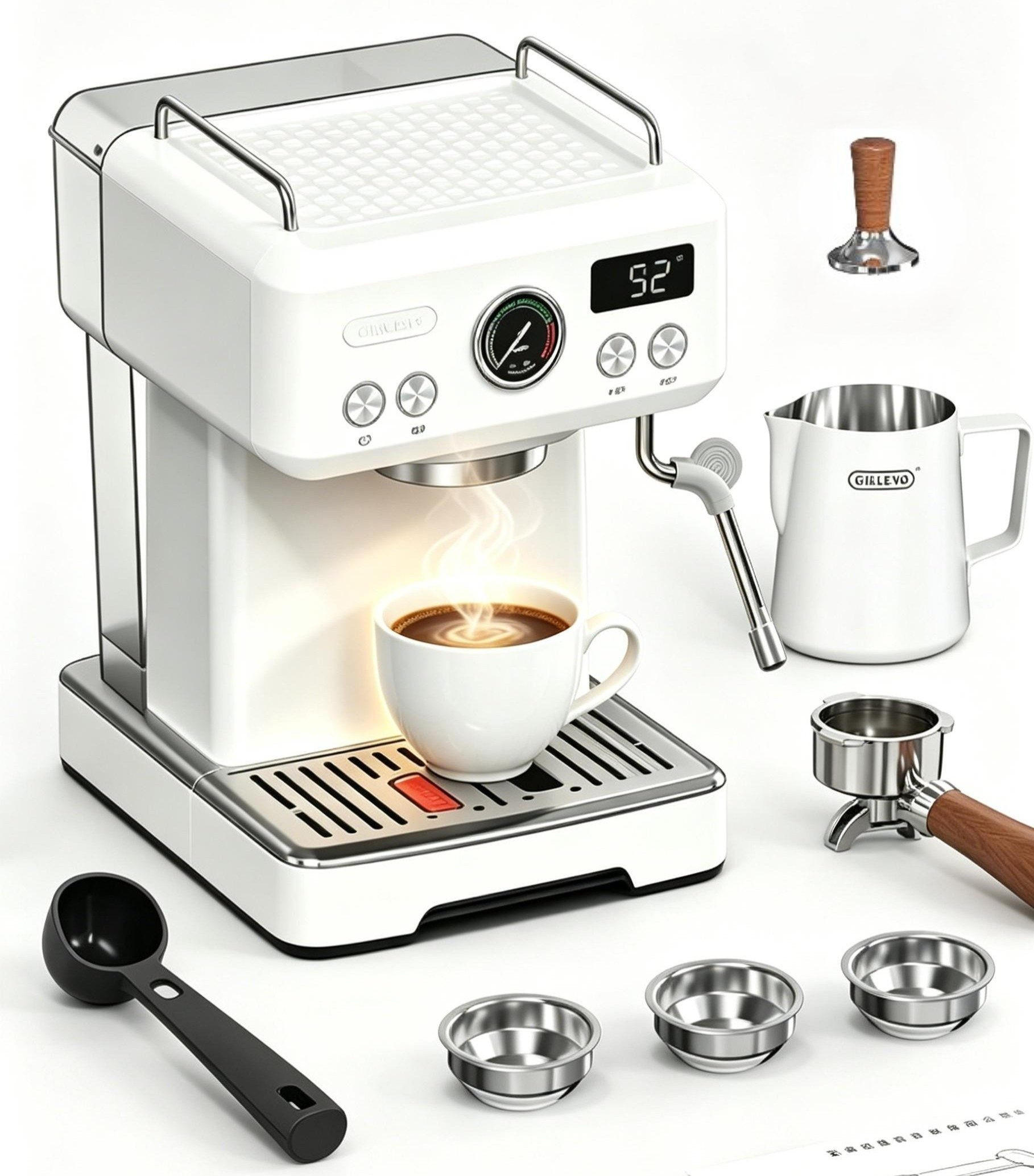 KAFFEEMASCHINE Multi-Kapsel 20 Bar, Espressoautomat Heiß- & Kalt-Modus - Weiß, Metall (22.9/32/25.9cm) - BEXEVUE