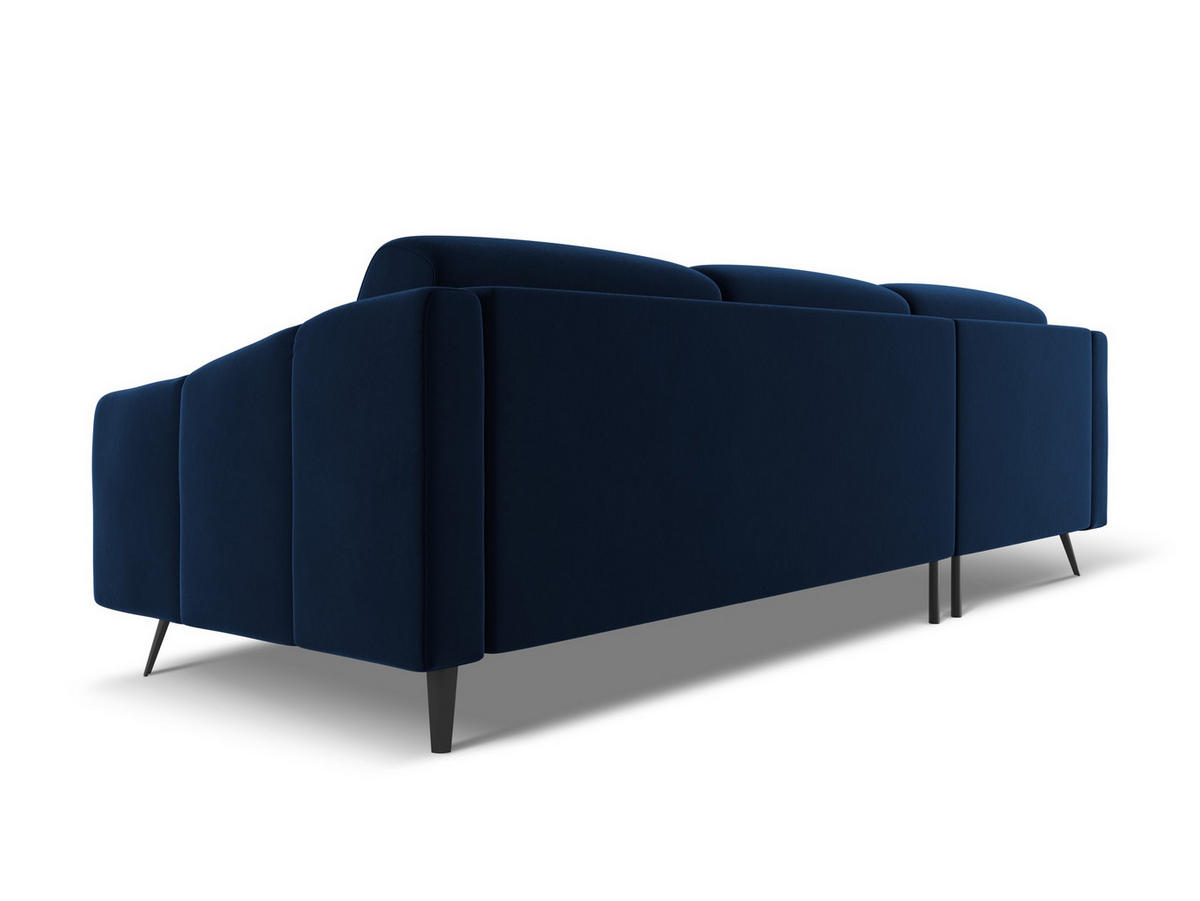 ECKSOFA Links Samt Stoff Blau - Blau/Schwarz, Textil/Metall (160/264cm) - Makamii