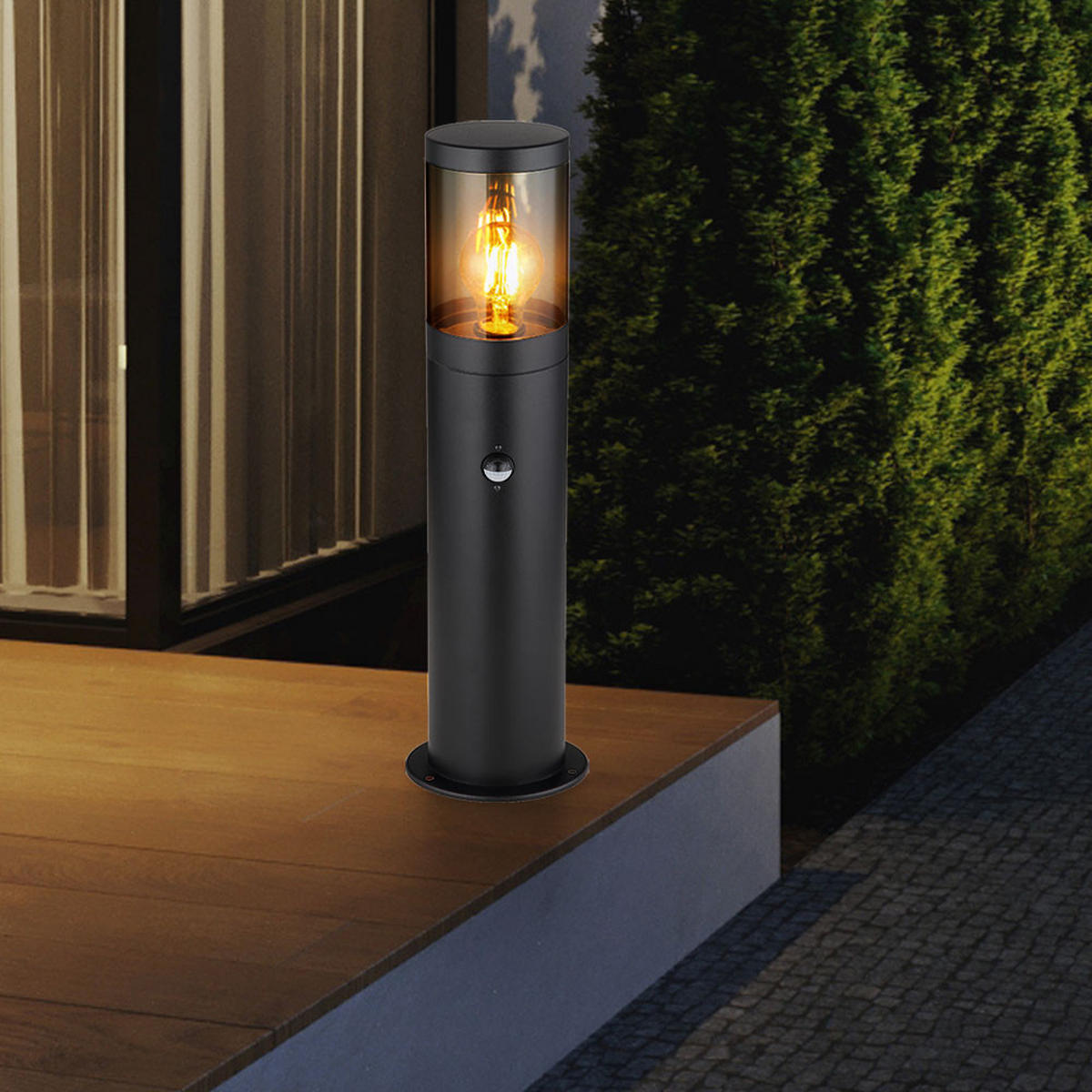 LED WEGELEUCHTE XELOO Schwarz Edelstahl - Schwarz, Metall (10.2/10.2/50cm) - Globo Lighting