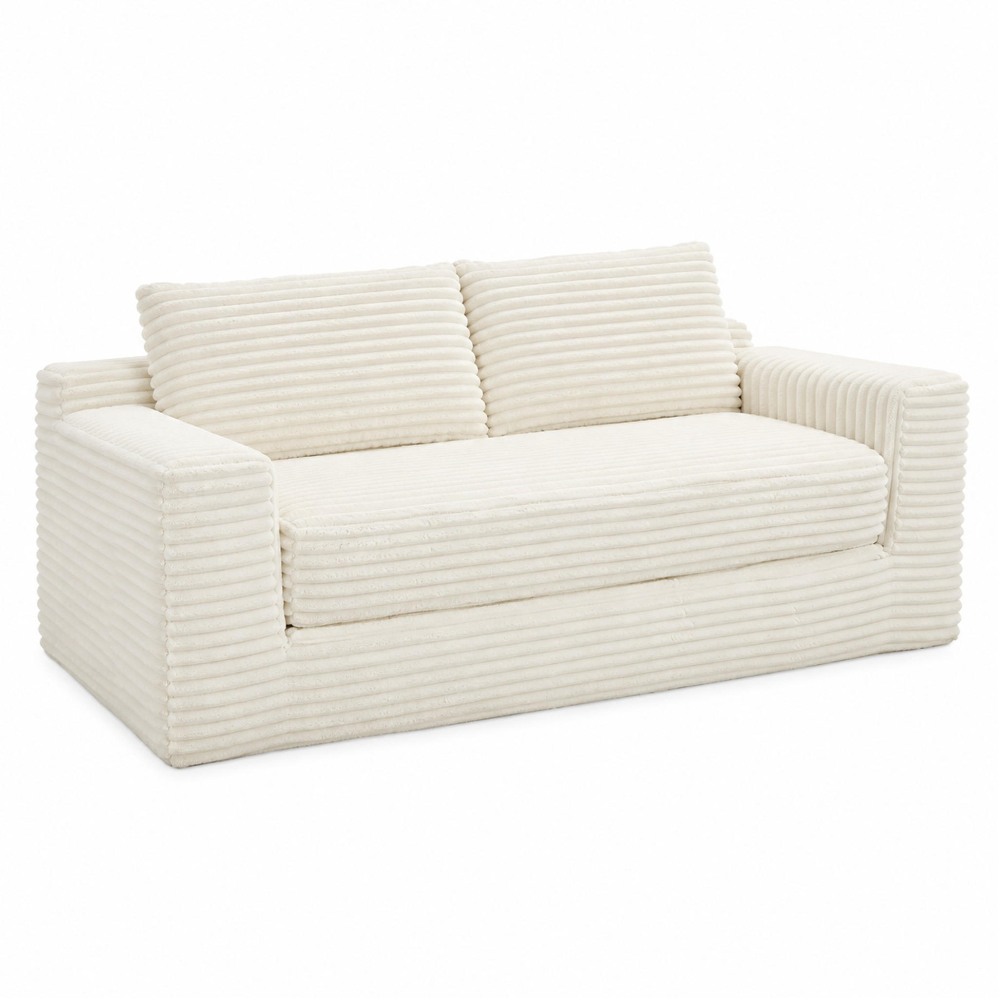 SCHLAFSOFA 2-in-1 kompakt Cordstoff White - Weiß, Holzwerkstoff (85/62/180cm) - Meubliv