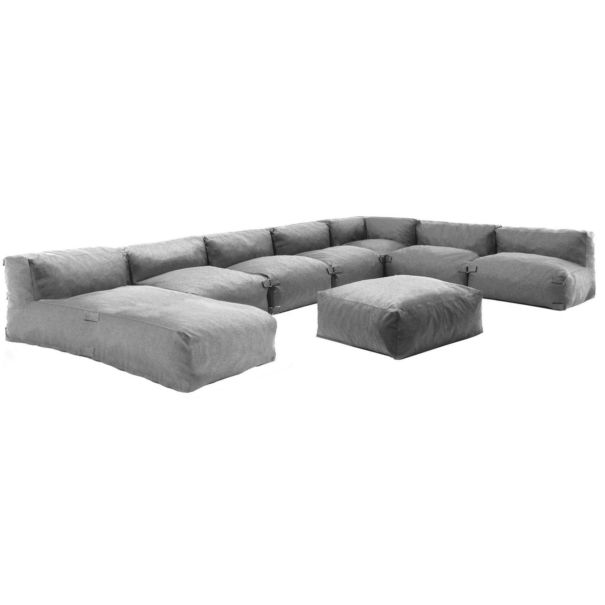 GARTENSOFA 8-tlg., Grau - Grau, Textil (85/65/160cm) - Oviala