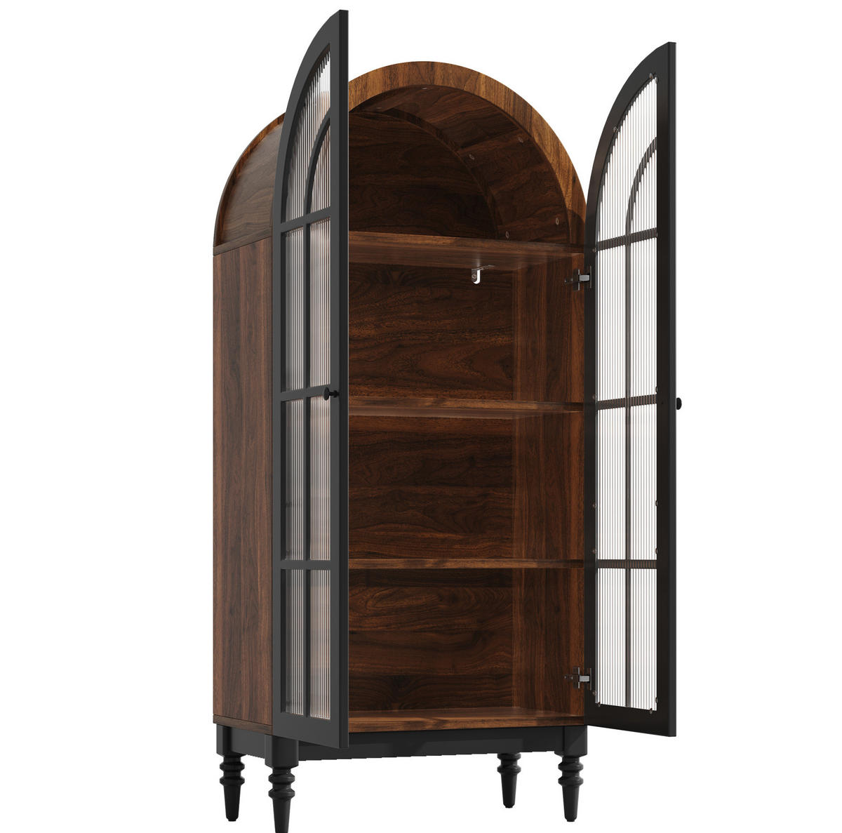 VITRINE 76/35,5/165 cm aus MDF mit Glastüren Schwarz - Schwarz, Holzwerkstoff (76/76/35.5cm) - Modenvie