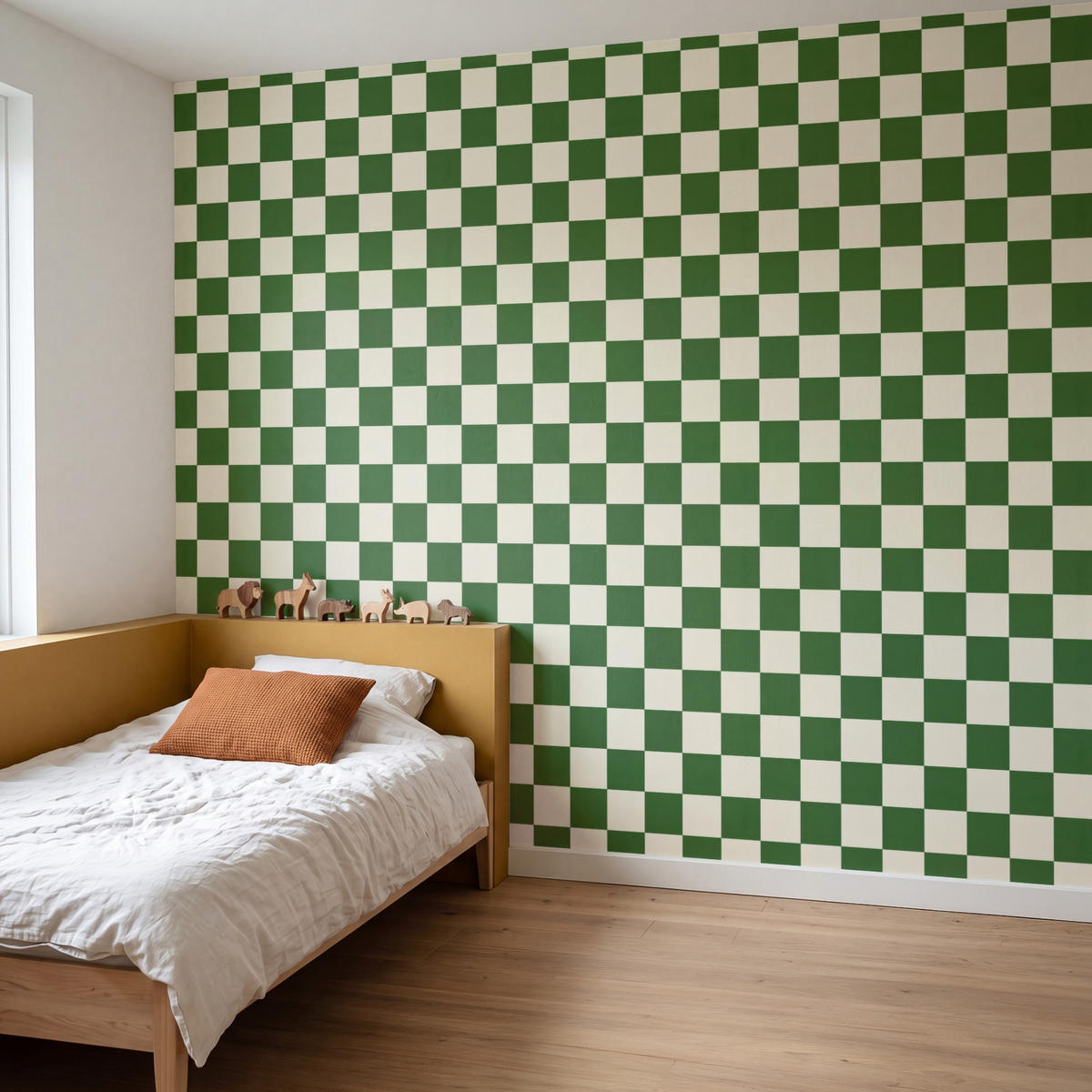 KINDERTAPETE - Schachbrett - Muster - Grün - 280x220 cm - Grün, Papier (280/220cm) - OnlyWow