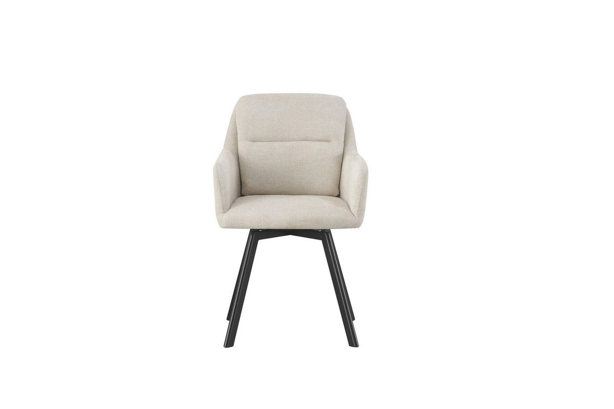 ARMLEHNENSTUHL Sophie creme 2er Set - Creme/Schwarz, Textil/Metall (53/87/62cm) - Xonox