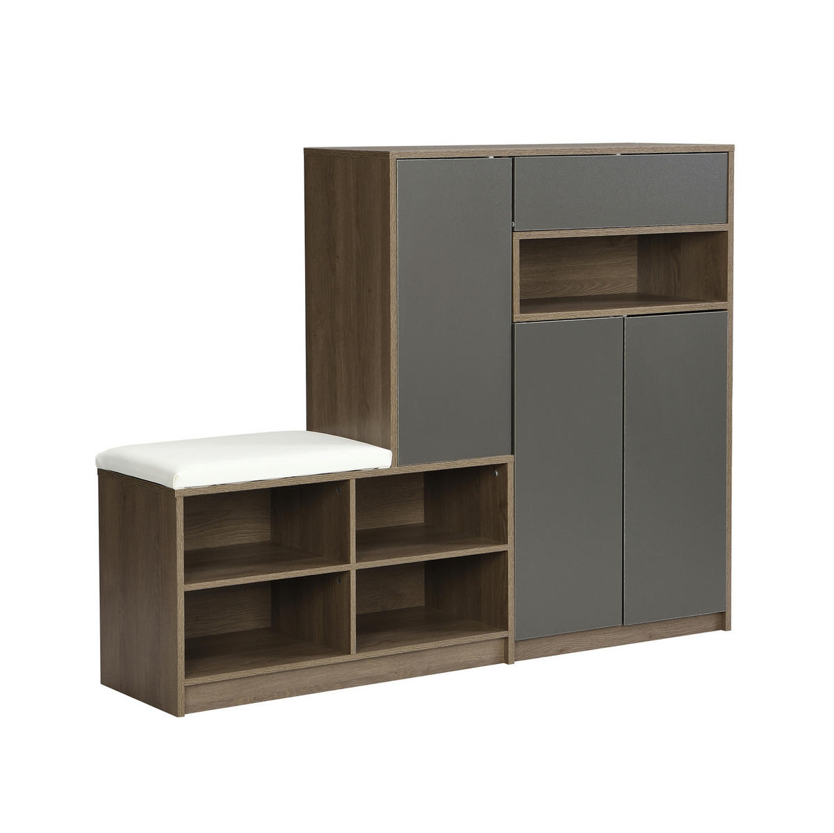 SCHUHSCHRANK 140/35/110 cm grau aus Spanplatte mit Sitzkissen - Grau, Holzwerkstoff (35/110/140cm) - OKWISH
