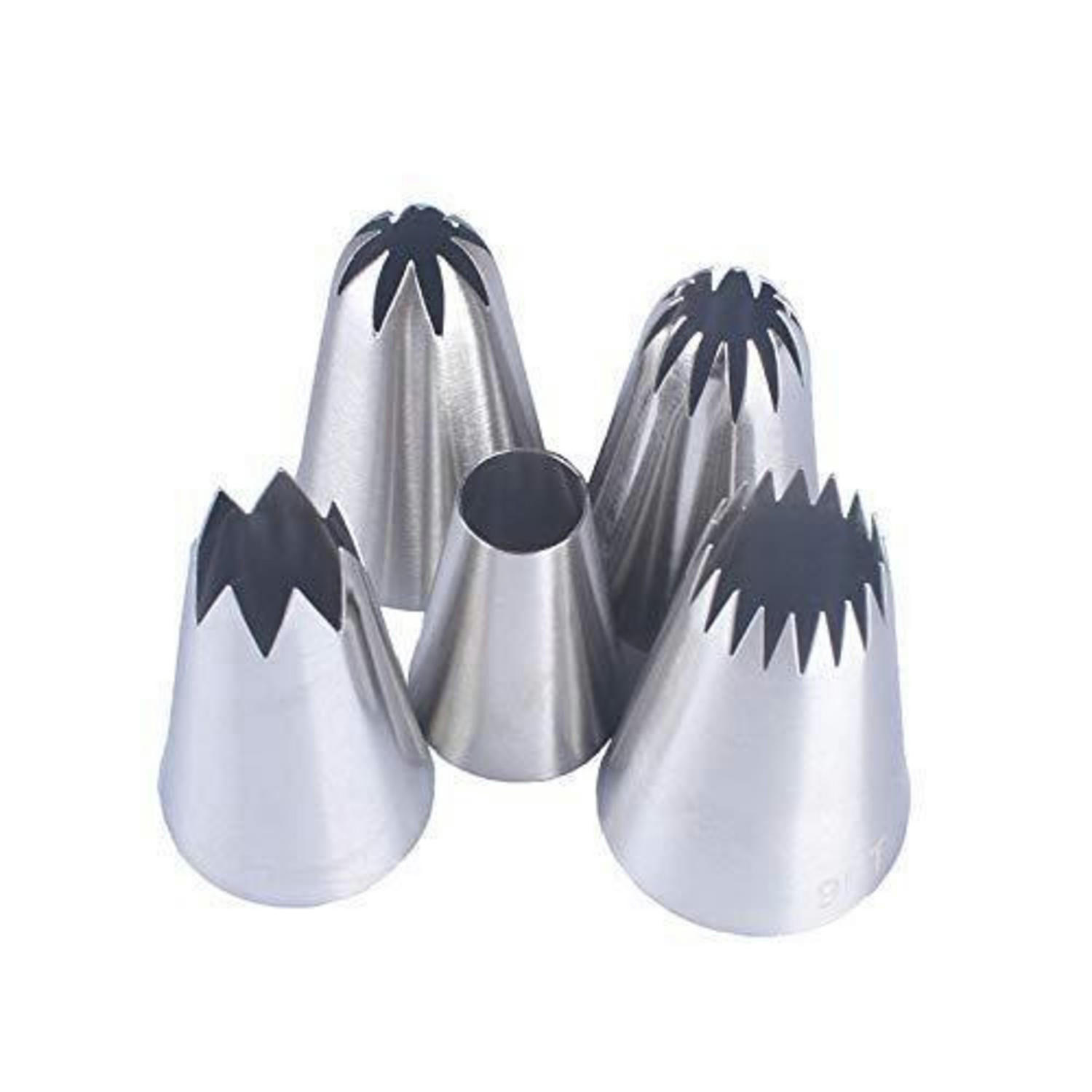 SPRITZTÜLLEN 5-teiliges Set Edelstahl - Silberfarben, Metall (3.5/1/5cm)