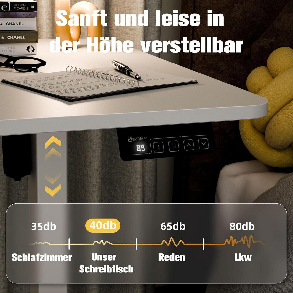 SCHREIBTISCH elektrisch höhenverstellbar Weiß 140 x 60 cm - Weiß, Metall (60/140/73cm)