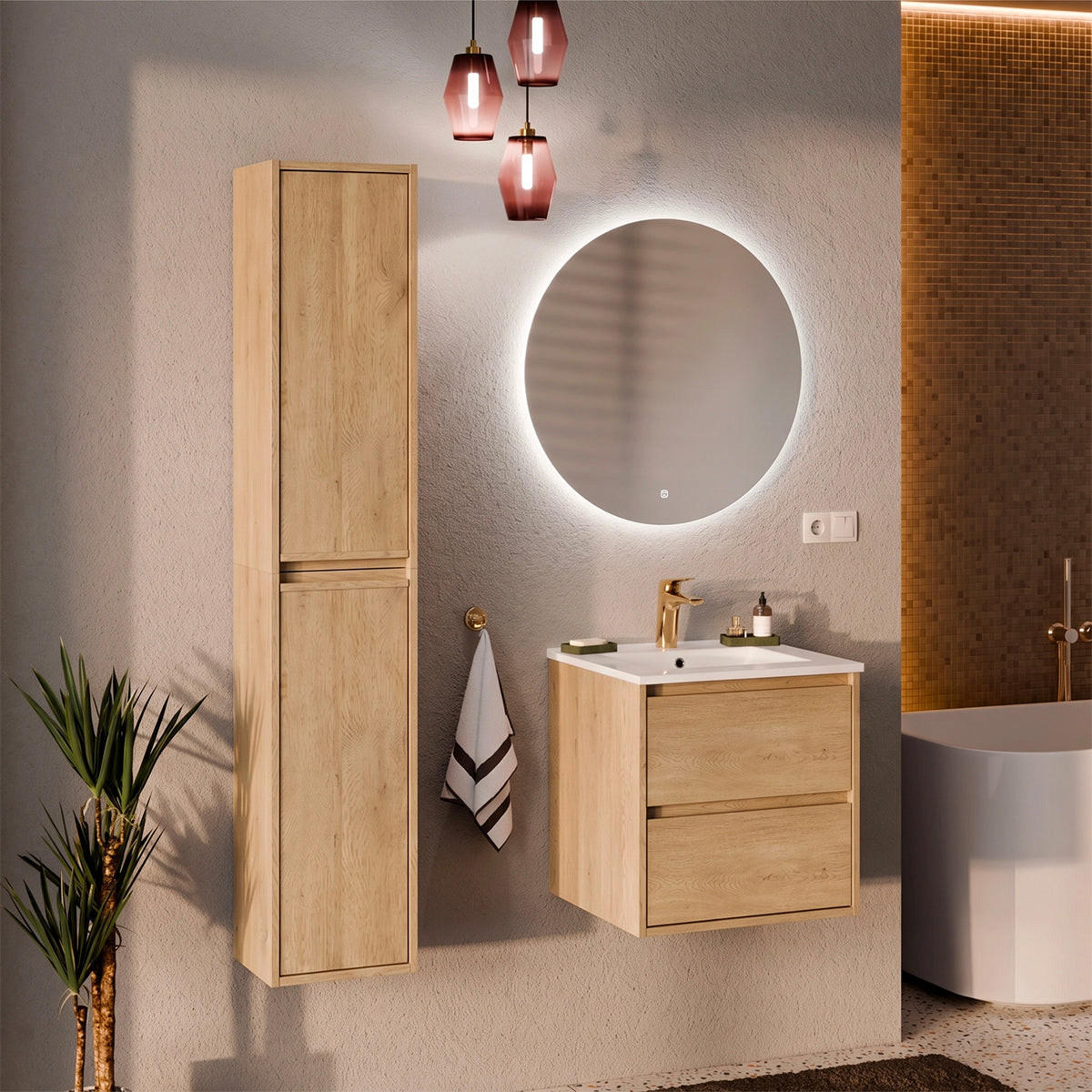 WASCHTISCH 51cm Edmé Holz - Braun, Holzwerkstoff (51/52/46cm) - Petits-meubles