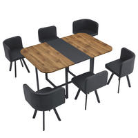 ESSGRUPPE DE-39495 ausziehbar, mit 4 Stühlen und Metallgestell Holzoptik/Schwarz - Schwarz/Naturfarben, Holzwerkstoff (150/79/100cm) - ComfortXL
