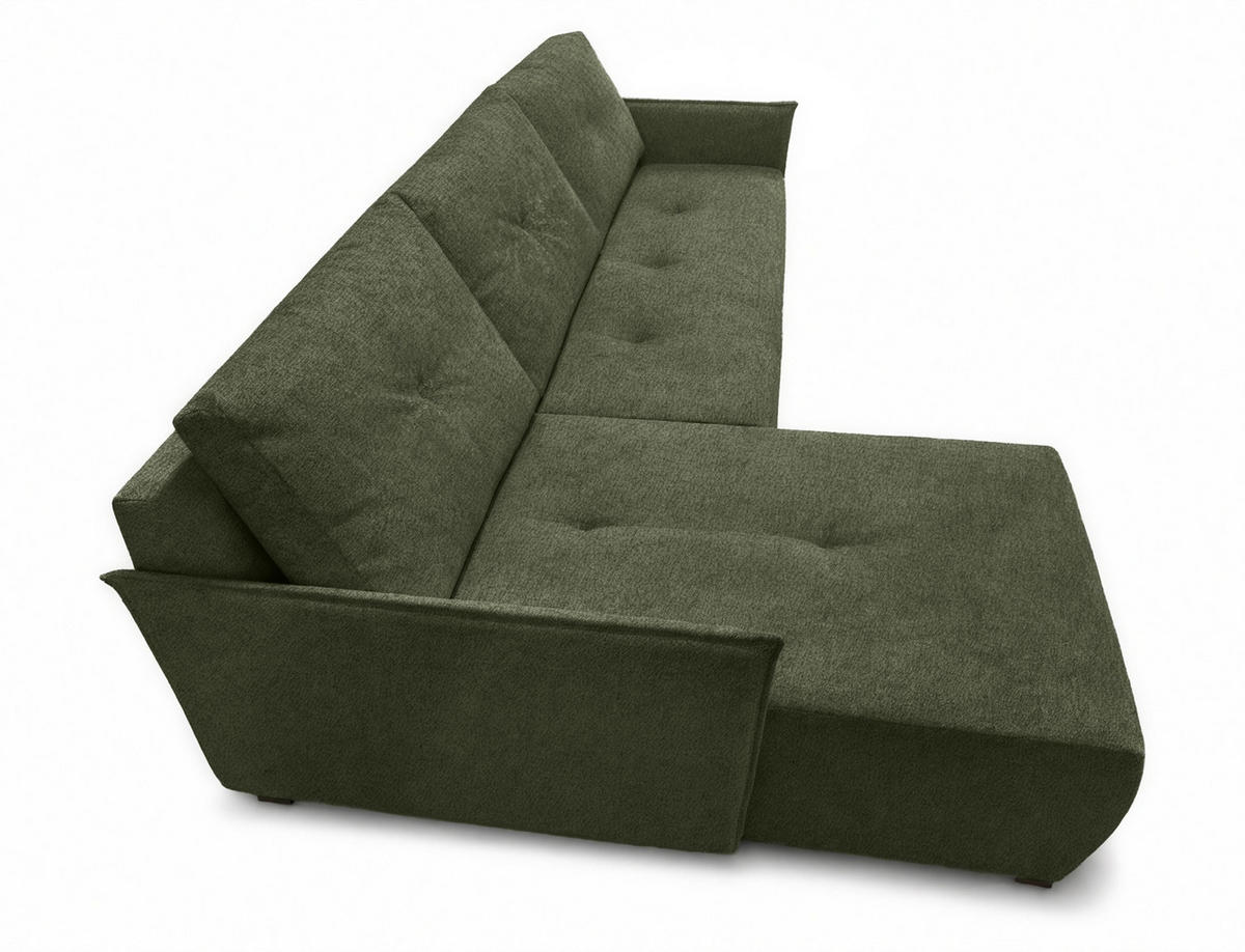 ECKSOFA L Form Damascus Grün 212/143/88 cm Links mit Schlaffunktion - Schwarz/Grün, Kunststoff/Textil (143/212cm) - AX Living