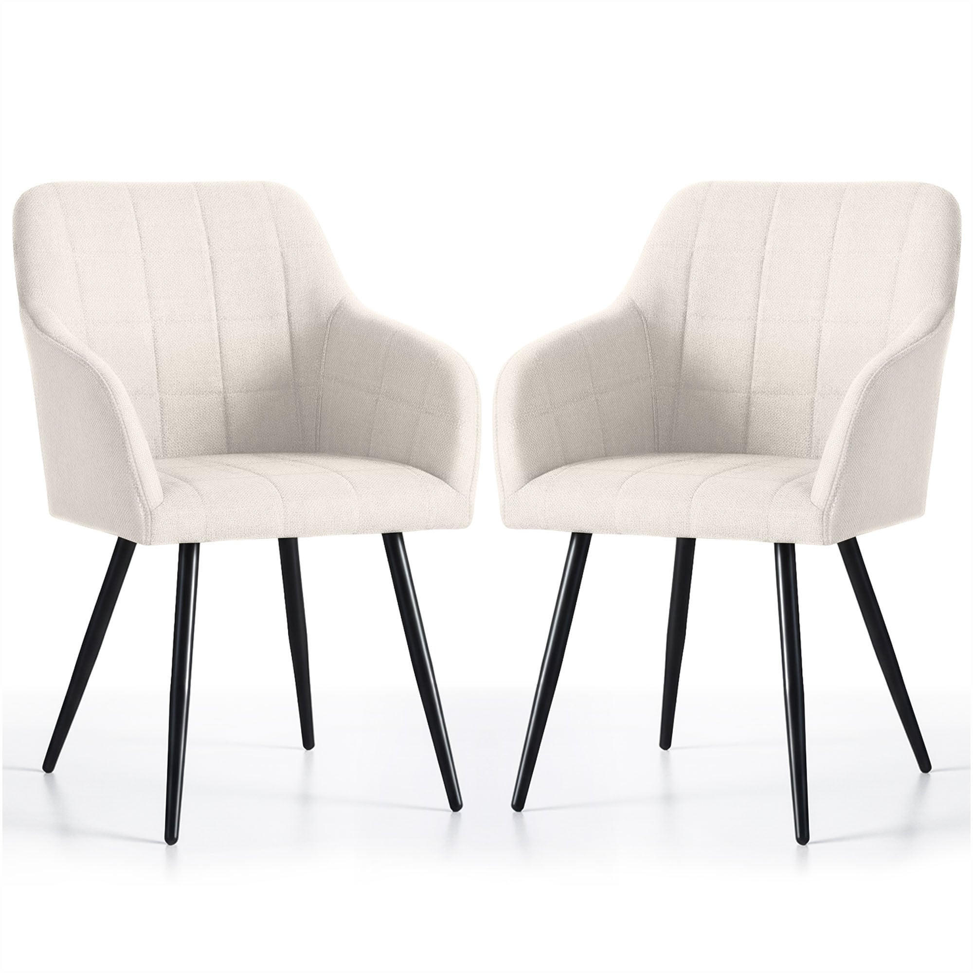 POLSTERSTUHL 2er Set, Metallbeine Creme, Schwarz 54/82/58 - Creme/Schwarz, Textil (54/82/58cm) - RAUMHIRSCH FURNITURE