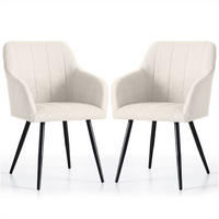 POLSTERSTUHL 2er Set, Metallbeine Creme, Schwarz 54/82/58 - Creme/Schwarz, Textil (54/82/58cm) - RAUMHIRSCH FURNITURE