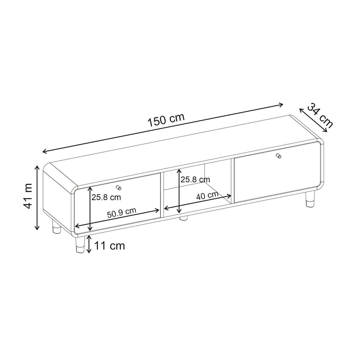 TV-LOWBOARD Doro Eiche natur 150/34/41 cm - Naturfarben, Holzwerkstoff/Kunststoff (150/41/34cm) - Decortie