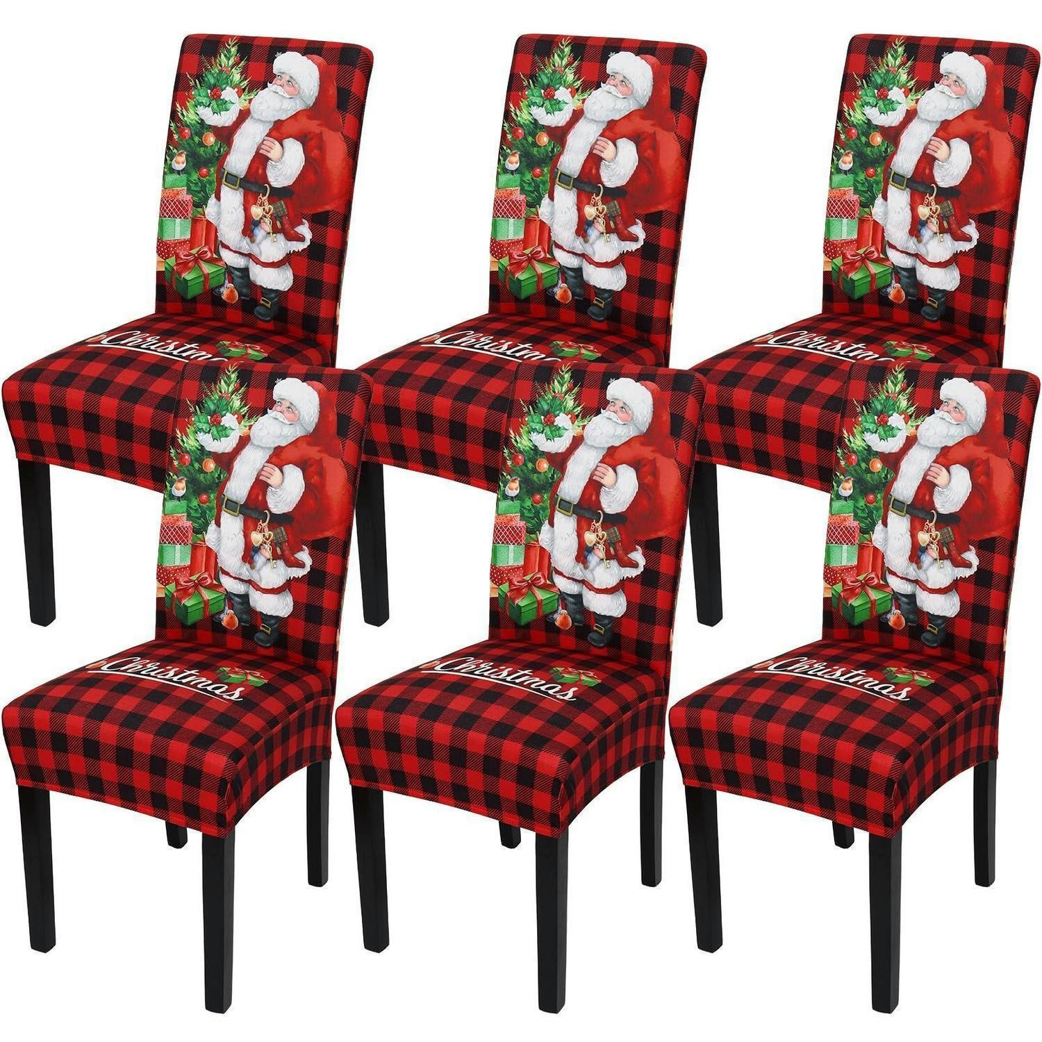 STUHLHUSSEN Weihnachten 6er Set Schachbrettmuster - Multicolor, Textil (20/26cm)