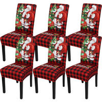 STUHLHUSSEN Weihnachten 6er Set Schachbrettmuster - Multicolor, Textil (20/26cm)