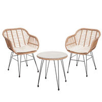POLY-RATTAN GARNITUR Braun, Cremeweiß - Braun/Weiß, Kunststoff - MCW