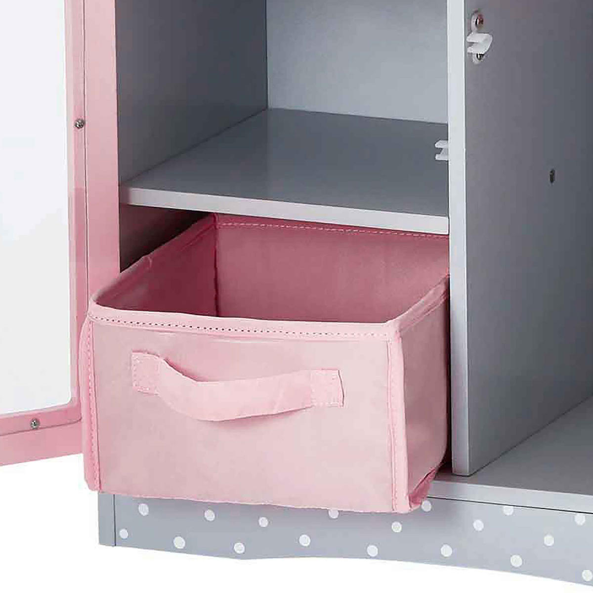 PUPPENSCHRANK Holz mit Schublade Regalen Kleider, Grau, 53cm - Grau, Holzwerkstoff (23/53/43cm) - Teamson Kids
